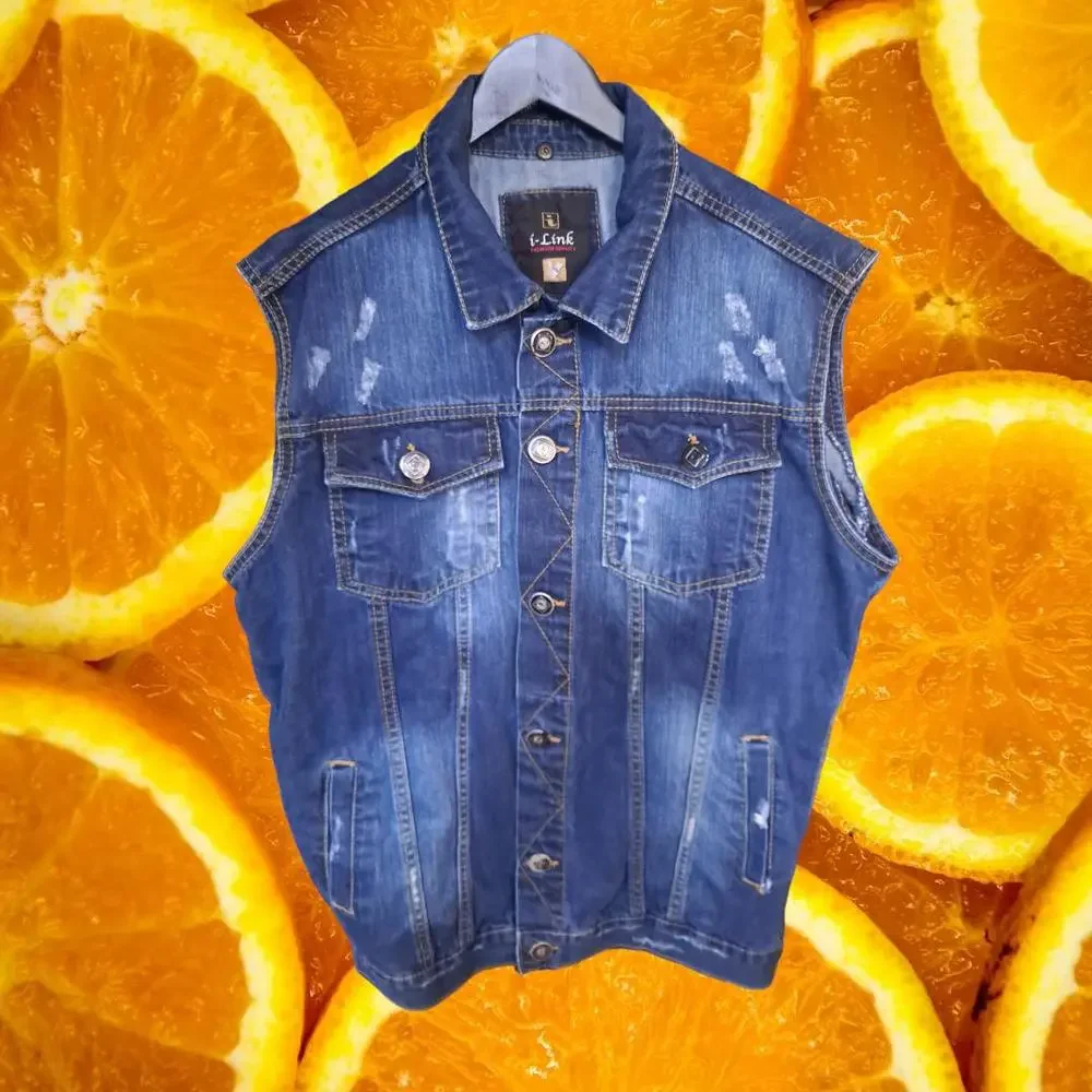 i-Link Blue Denim‎ Button Up Vest Size 2XL
